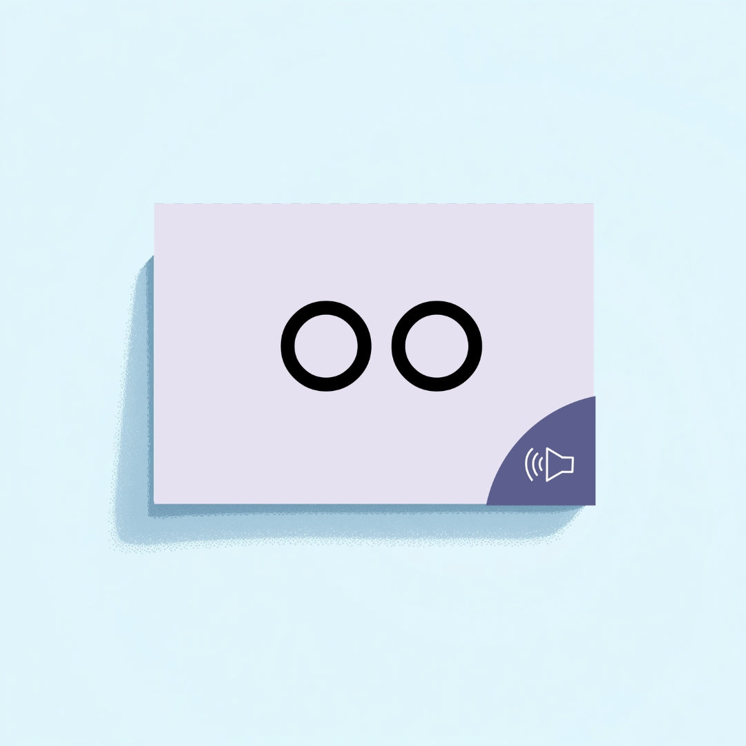 Card with two letter Os on a light blue background