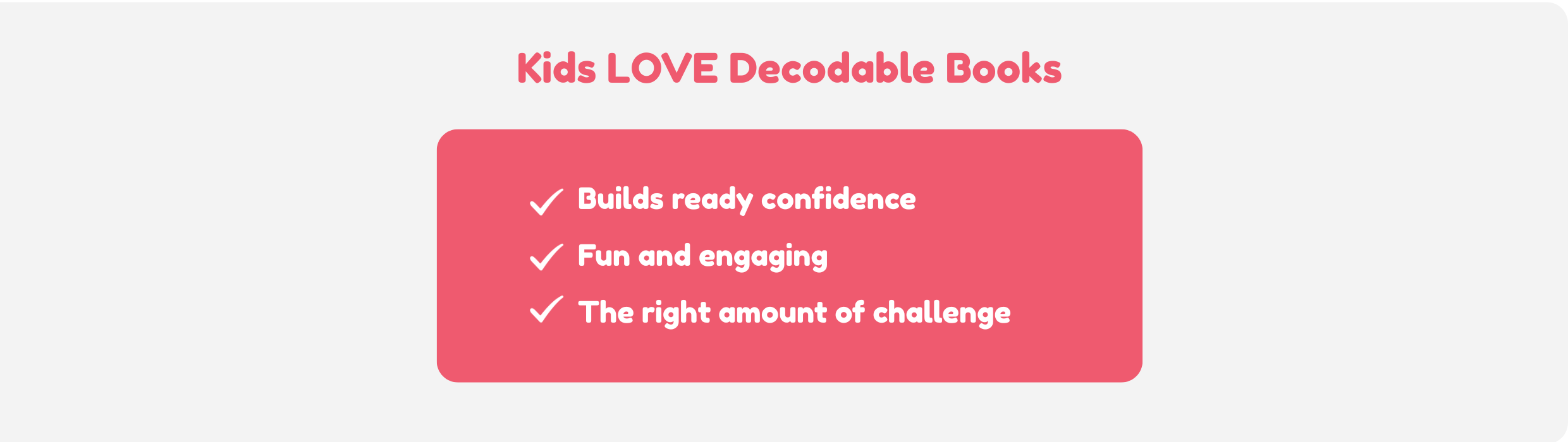 the text kids love decodable books on a pink background